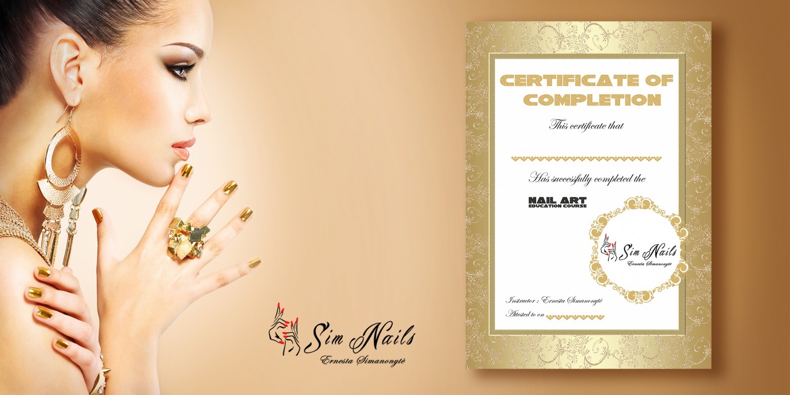 "Sim Nails" certificate - nagu sertifikatas